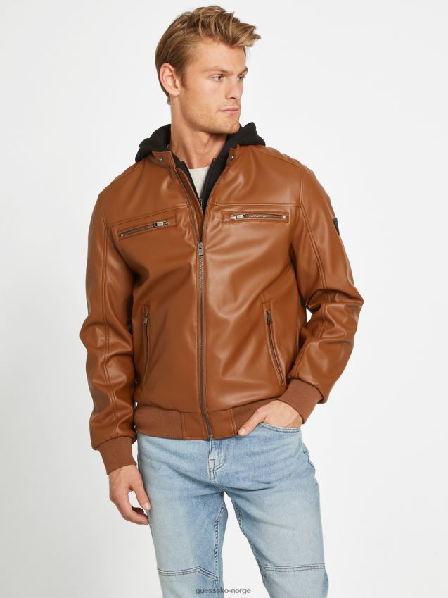 Guess grand imitert skinnjakke mørk beige mørk beige menn F0LJ807868