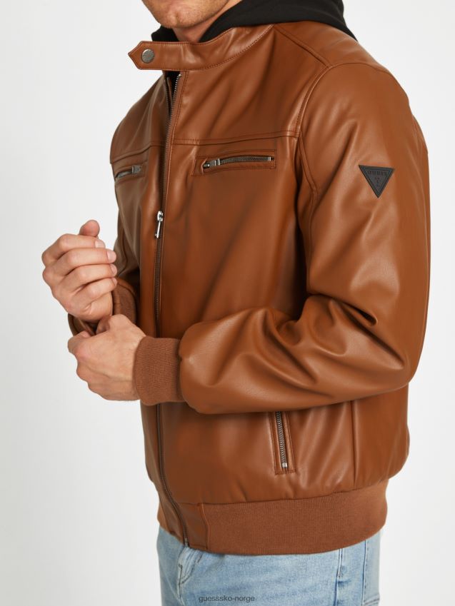 Guess grand imitert skinnjakke mørk beige mørk beige menn F0LJ807868