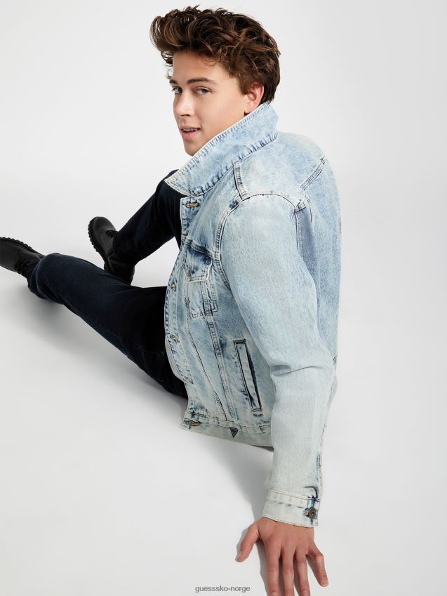 Guess harold denimjakke med hette lett vask lett vask menn F0LJ808078