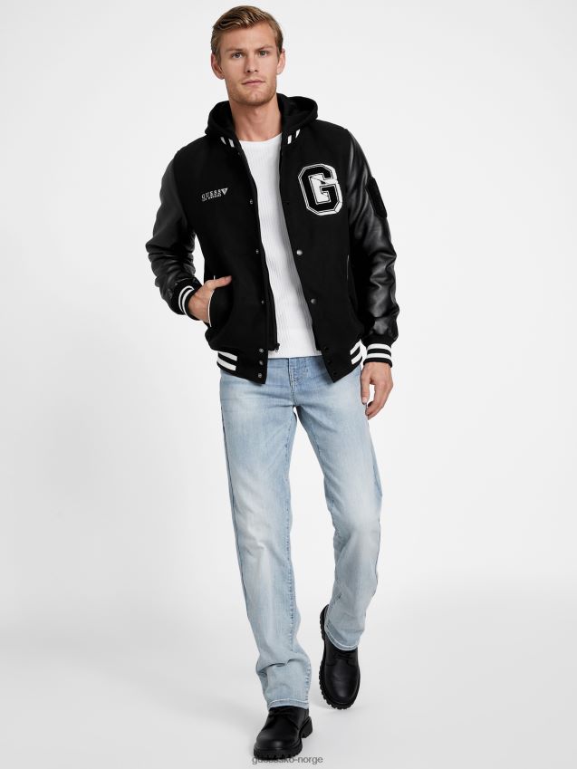 Guess hette eføy varsity jakke jet black kulsvart menn F0LJ807972