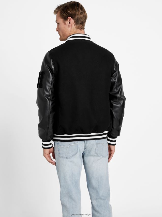 Guess hette eføy varsity jakke jet black kulsvart menn F0LJ807972
