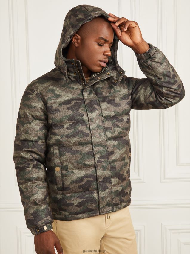 Guess hette pufferjakke camou fiskebein melange camou fiskebein melange menn F0LJ8010820