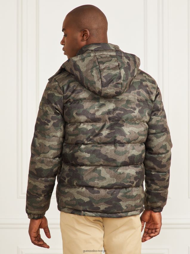 Guess hette pufferjakke camou fiskebein melange camou fiskebein melange menn F0LJ8010820