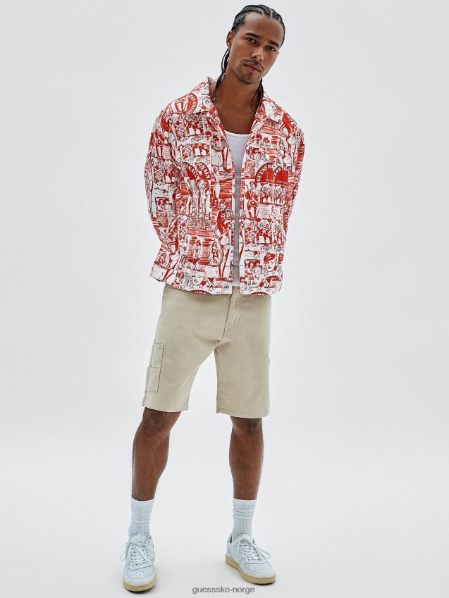 Guess hvit multi all over print jakke hvit multi menn F0LJ80469