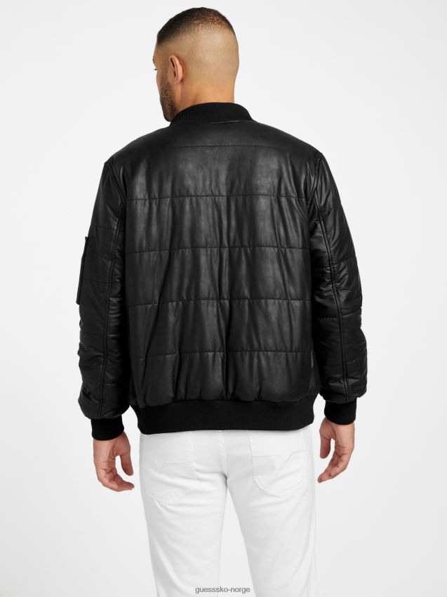 Guess jet black albo vendbar jakke i imitert skinn kulsvart menn F0LJ808013