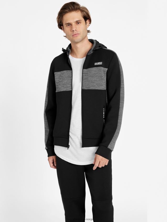 Guess jet black benson scuba mock neck zip jakke kulsvart menn F0LJ808040
