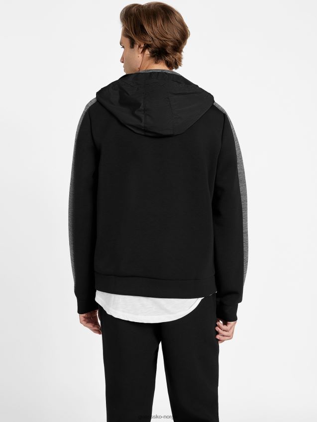 Guess jet black benson scuba mock neck zip jakke kulsvart menn F0LJ808040