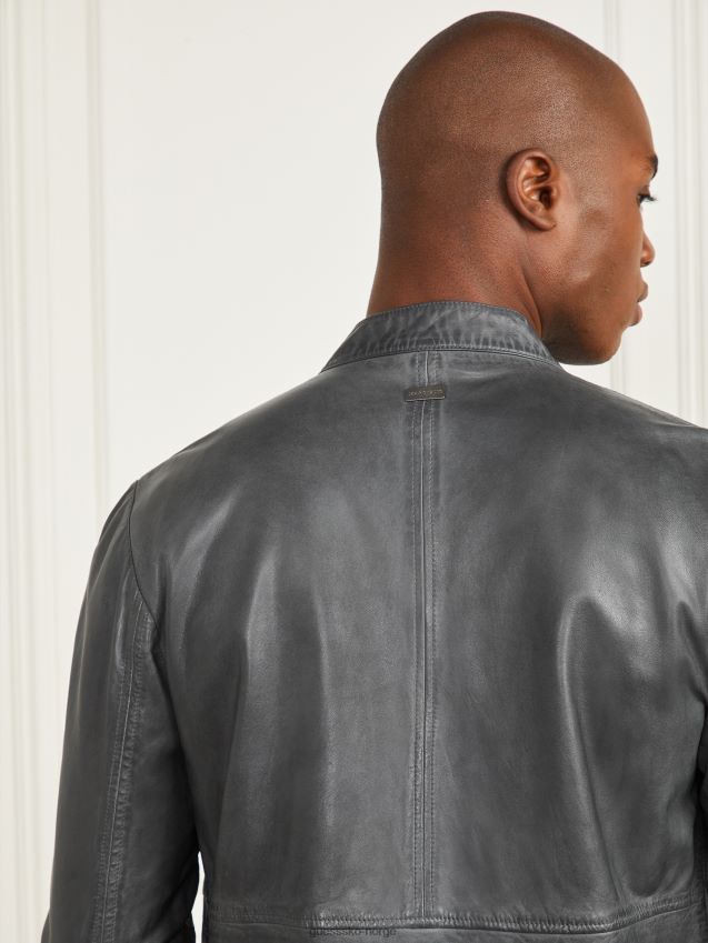 Guess jet black biker jakke i skinn kulsvart menn F0LJ8010760