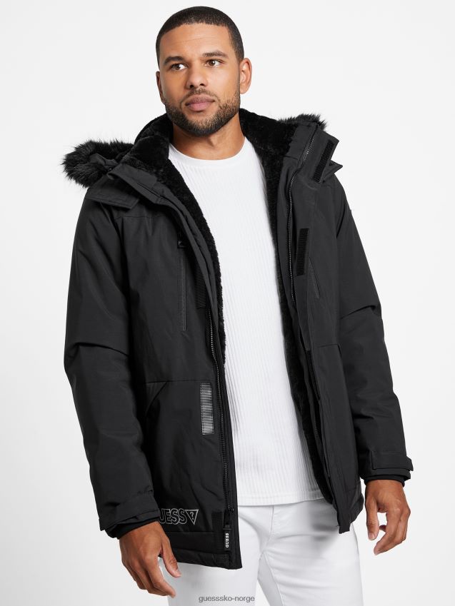Guess jet black øko ales parka kulsvart menn F0LJ807836