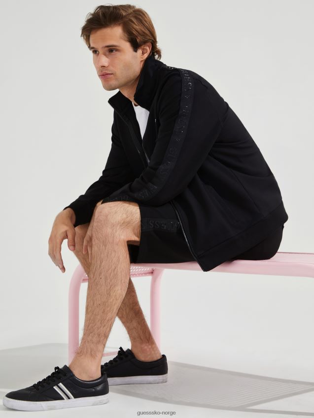 Guess jet black øko andrew logo glidelåsjakke kulsvart menn F0LJ807920