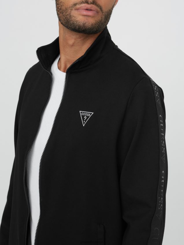 Guess jet black øko andrew logo glidelåsjakke kulsvart menn F0LJ807920
