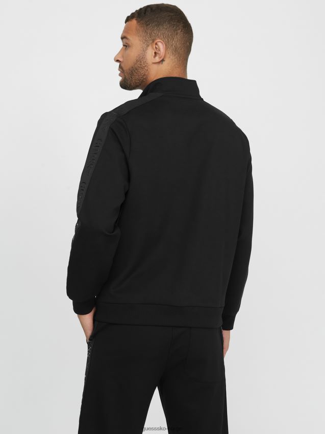 Guess jet black øko andrew logo glidelåsjakke kulsvart menn F0LJ807920