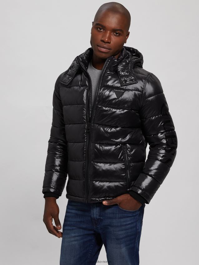 Guess jet black multi anthony logo pufferjakke jet black multi menn F0LJ8010337