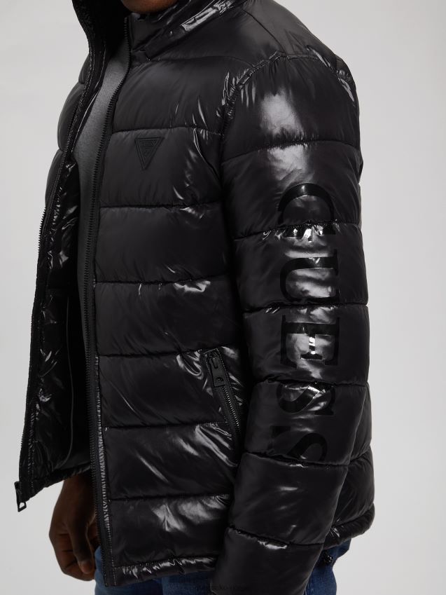 Guess jet black multi anthony logo pufferjakke jet black multi menn F0LJ8010337