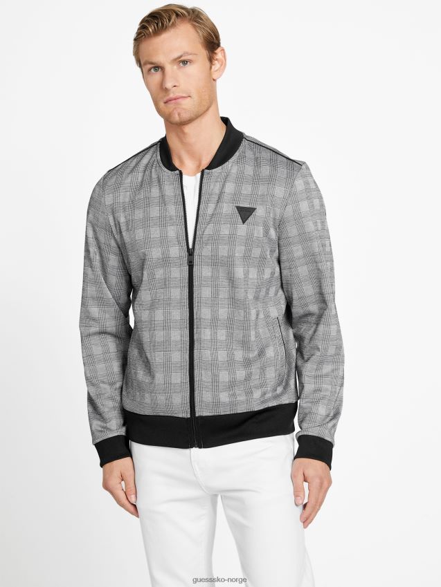 Guess jet black multi astro rutete flyjakke jet black multi menn F0LJ807992