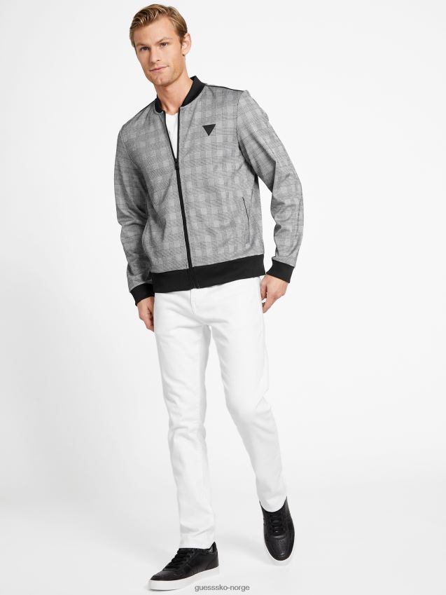 Guess jet black multi astro rutete flyjakke jet black multi menn F0LJ807992