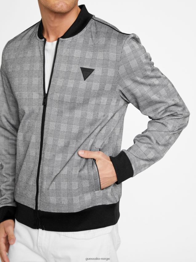 Guess jet black multi astro rutete flyjakke jet black multi menn F0LJ807992