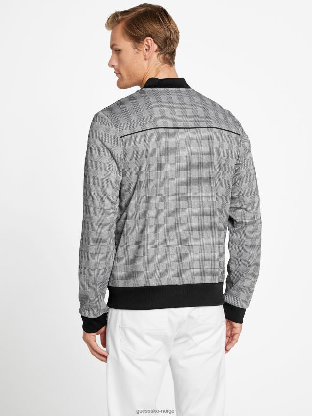 Guess jet black multi astro rutete flyjakke jet black multi menn F0LJ807992