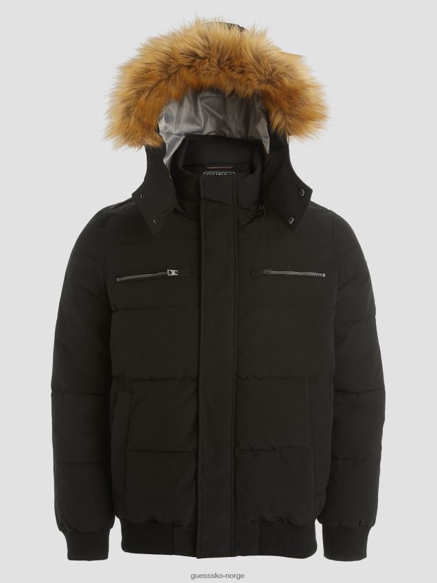 Guess jet black multi david puffer jakke jet black multi menn F0LJ8010585