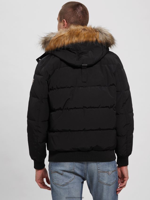 Guess jet black multi david puffer jakke jet black multi menn F0LJ8010585