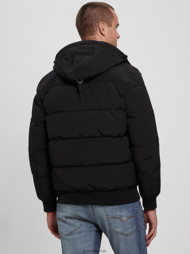 Guess jet black multi david puffer jakke jet black multi menn F0LJ8010585