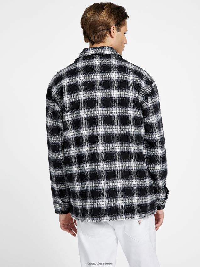 Guess jet black multi garlan rutete skjortejakke jet black multi menn F0LJ808183