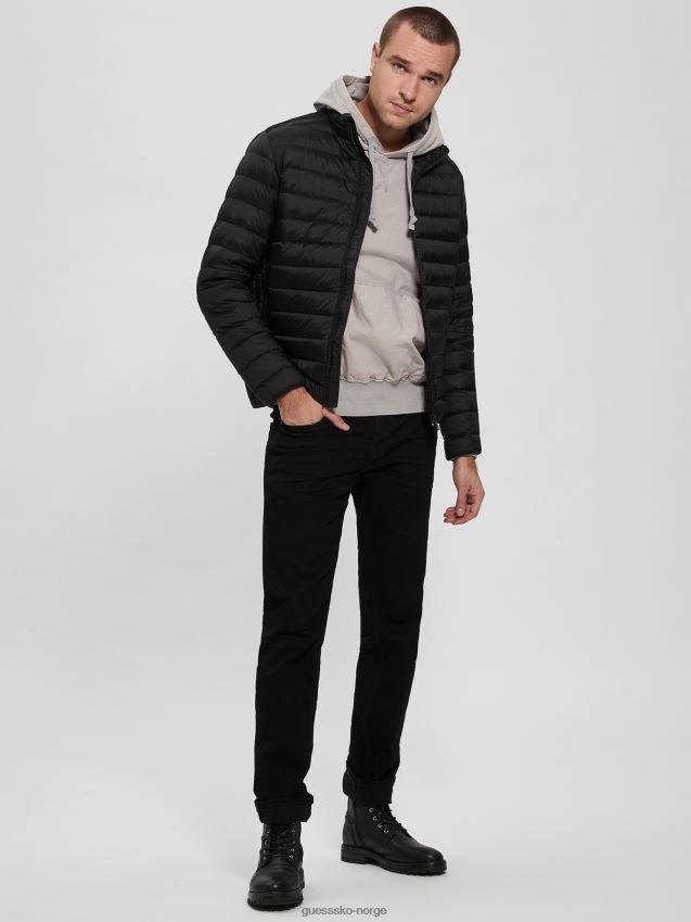Guess jet black packable ekte dun puffer jakke kulsvart menn F0LJ8010529