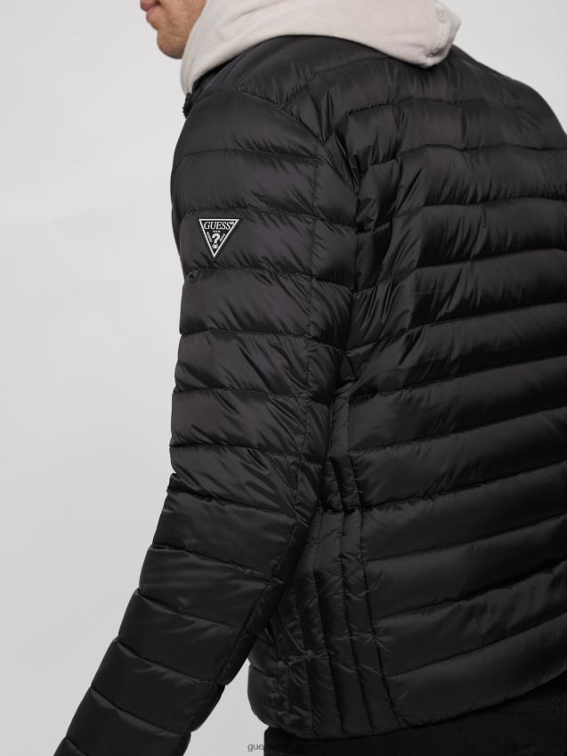 Guess jet black packable ekte dun puffer jakke kulsvart menn F0LJ8010529