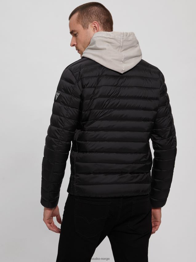 Guess jet black packable ekte dun puffer jakke kulsvart menn F0LJ8010529