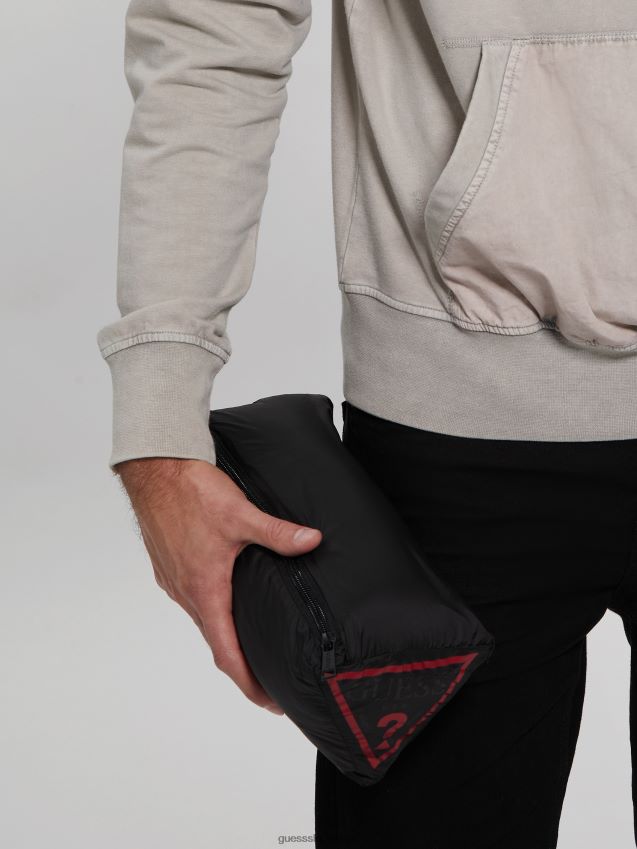 Guess jet black packable ekte dun puffer jakke kulsvart menn F0LJ8010529