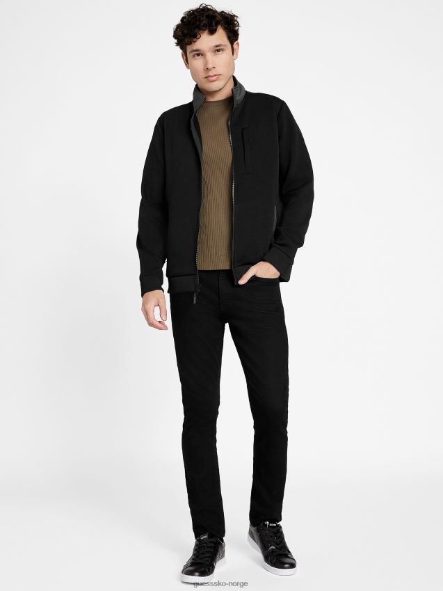 Guess jet black stoke mock neck glidelåsjakke kulsvart menn F0LJ807986