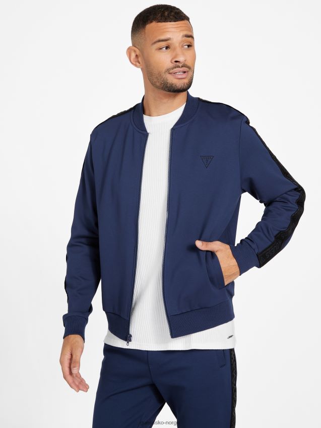 Guess jon logo tape bomberjakke silkeblå silkeblått menn F0LJ808024