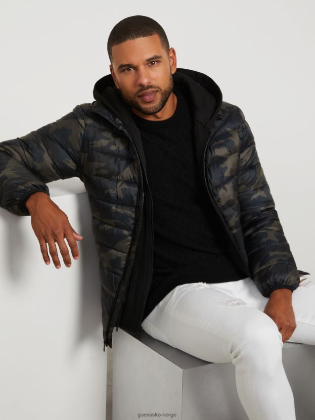 Guess kamuflasje med hette fra hampton pufferjakke kamuflere menn F0LJ808262