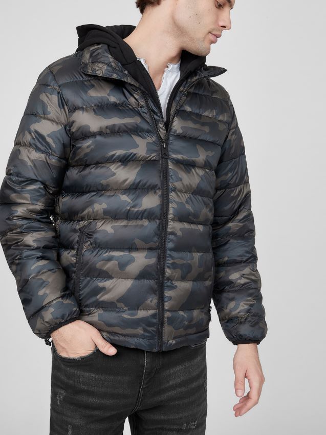 Guess kamuflasje med hette fra hampton pufferjakke kamuflere menn F0LJ808262