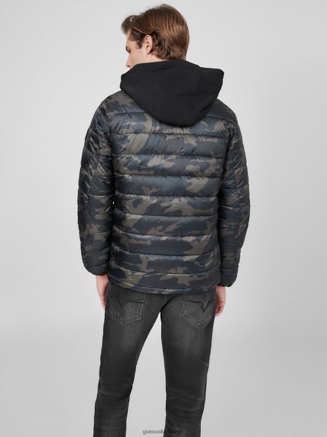 Guess kamuflasje med hette fra hampton pufferjakke kamuflere menn F0LJ808262