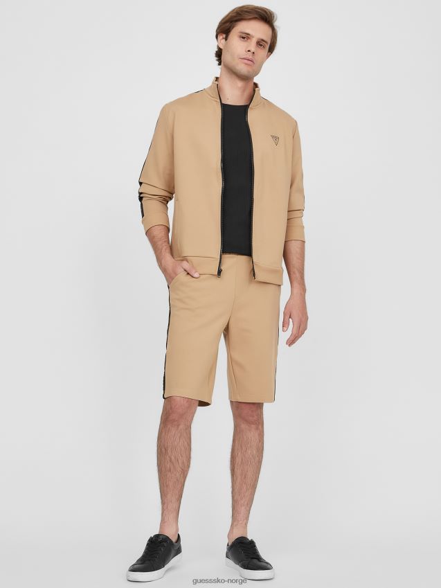 Guess øko andrew logo glidelåsjakke ristet taupe ristet taupe menn F0LJ807856