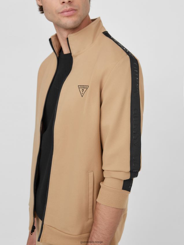 Guess øko andrew logo glidelåsjakke ristet taupe ristet taupe menn F0LJ807856