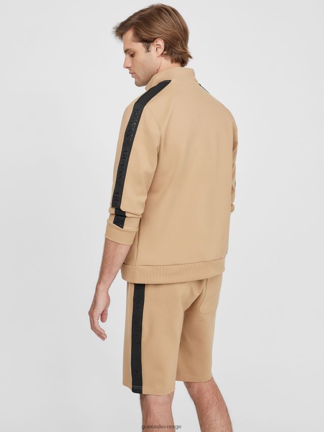 Guess øko andrew logo glidelåsjakke ristet taupe ristet taupe menn F0LJ807856