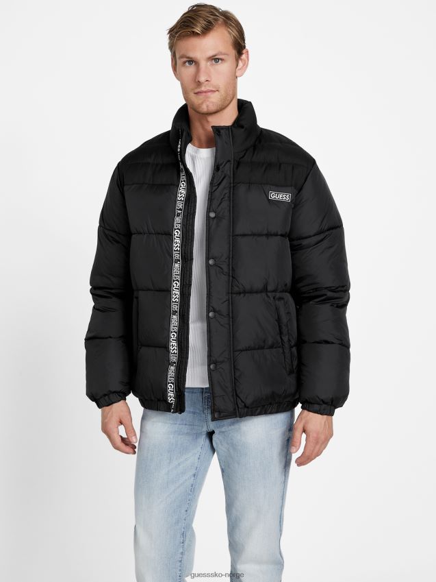 Guess øko ralph puffer jakke jet black kulsvart menn F0LJ808120