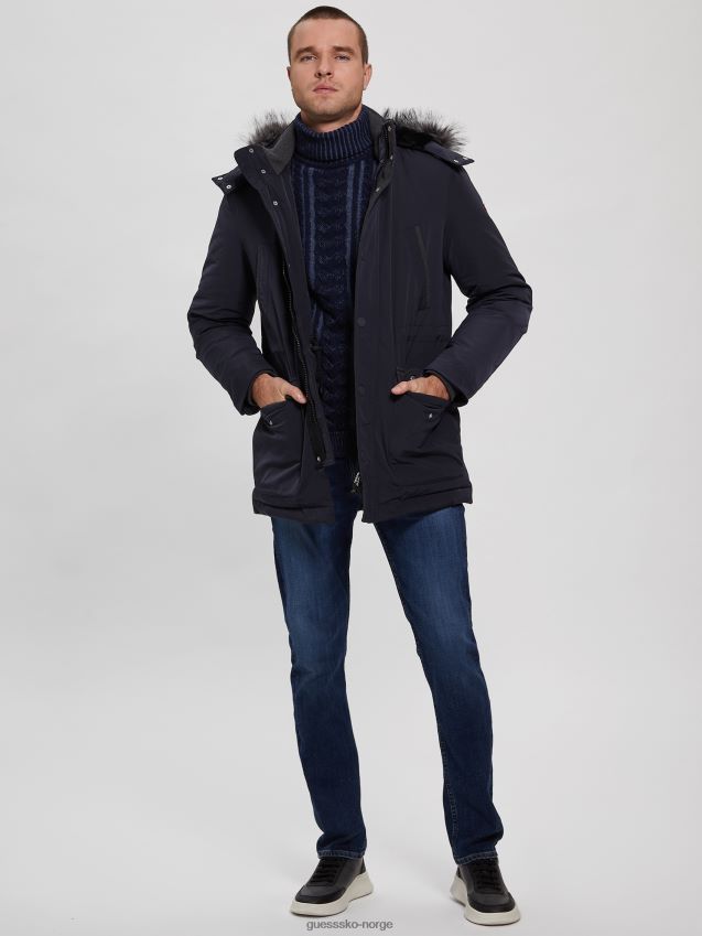 Guess øko teknisk puffer parka bleu lgant bleu lgant menn F0LJ8010650