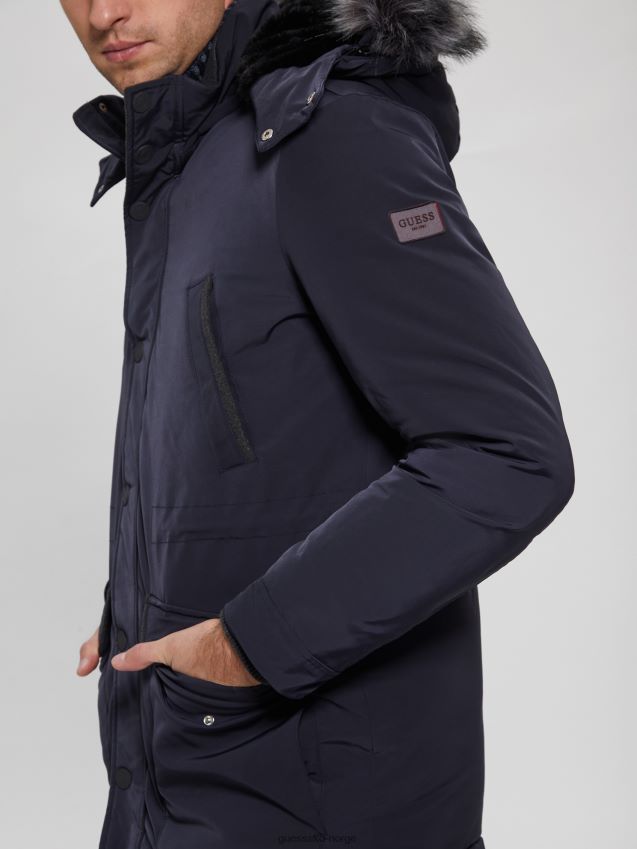 Guess øko teknisk puffer parka bleu lgant bleu lgant menn F0LJ8010650
