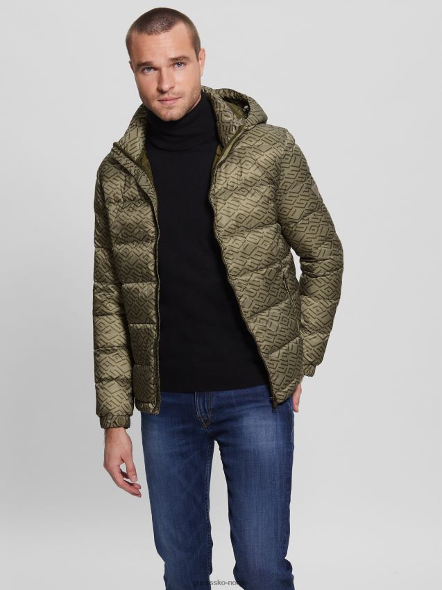Guess øko ultralett pufferjakke kaki geo kaki gjett geo menn F0LJ8010335
