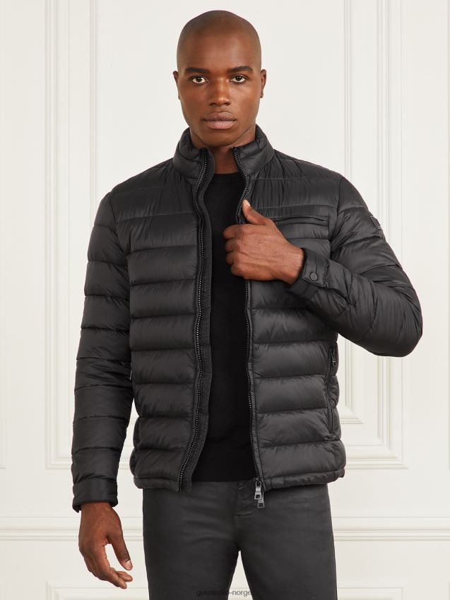 Guess kolsvart vattert bikerjakke kulsvart menn F0LJ8010770