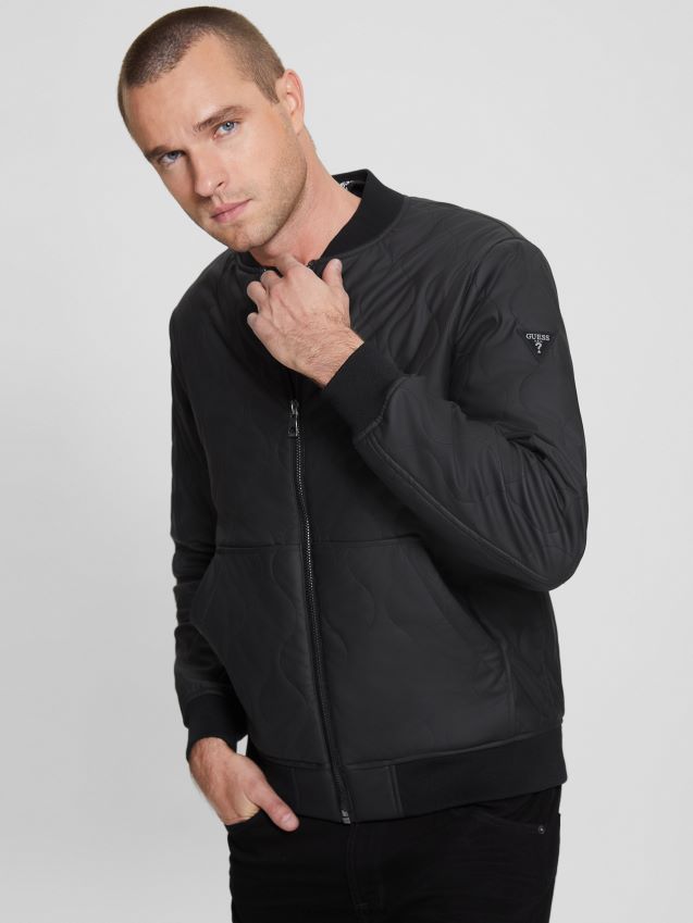 Guess kulsort vattert flyjakke kulsvart menn F0LJ8010357