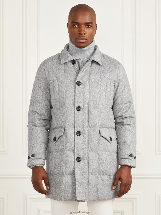 Guess lang twill jakke grå fiskebein melange grå fiskebein melange menn F0LJ8010688