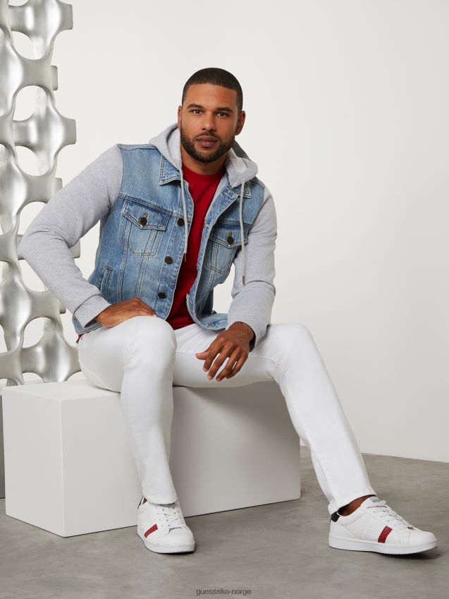 Guess lett vask Reese denim hettejakke lett vask menn F0LJ807925