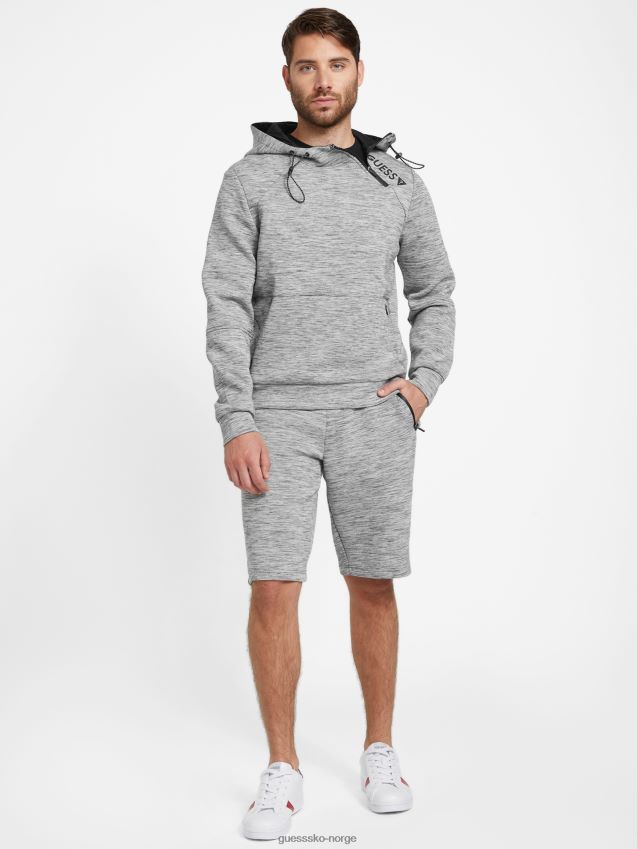 Guess lys melert grå berto hettegenser med glidelås med tommelhull lys melert grå menn F0LJ808315