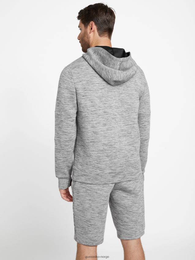 Guess lys melert grå berto hettegenser med glidelås med tommelhull lys melert grå menn F0LJ808315