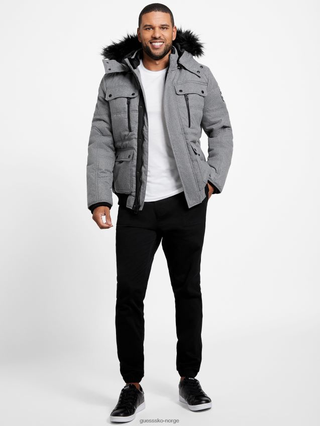 Guess lys melert grå øko pufferjakke lys melert grå menn F0LJ807907
