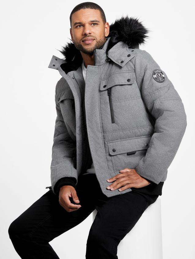 Guess lys melert grå øko pufferjakke lys melert grå menn F0LJ807907